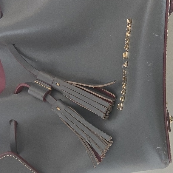 Dooney & Bourke Grey and Burgundy Crossbody Bag - Picture 5 of 6